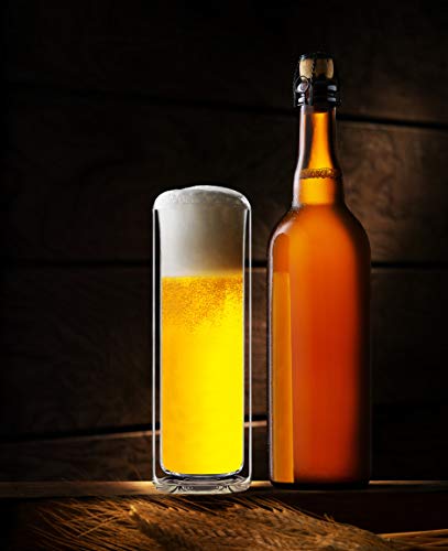 Sun's Tea Strong Double Wall Insulated Highball Tall Drinking Glasses For Bourbon Or Whiskey Cocktail, Martini, Tropical Drink, Champagne, Beer | Mojito And Tom Collins Glasses -- Set Of 2 (14 Oz) #TOP3