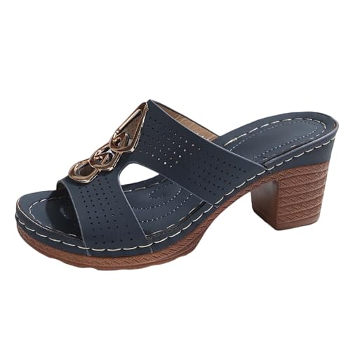 Sandalias de verano para mujer tipo zueco abierto con tacón cuadrado