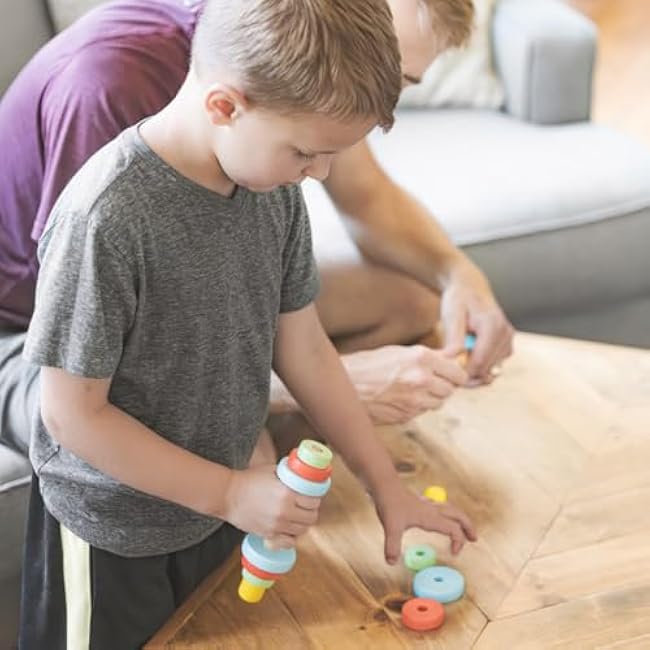 Wooden Toy Dumbbell Set: Colorful Toddler Workout Equipment - Fun Exercise Weights for Children - Safe and Durable Kids Weight Set - Active Play and Fitness Habits - 2pc Kids Gym