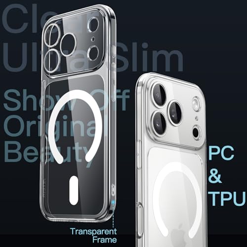 Image of JETech Magnetic Slim Case for iPhone 17 Pro Max 6.9-Inch Compatible with MagSafe, Camera Lens Full Protection, Ultra-Thin Lightweight Clear Minimalist Protective Phone Cover (Clear)