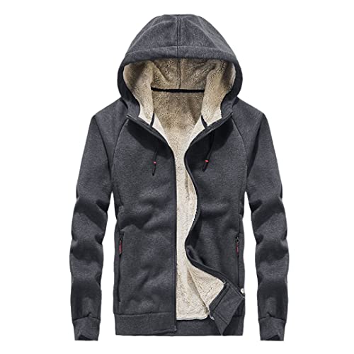 Sweat à capuche en polaire homme Vogrtcc grande taille 6XL gris chaud et décontracté