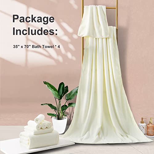 Beartech 4 Piece Oversized Bath Towel Set 35 X 70 In, Microfiber Ultra Soft Plush, 700 Gsm Highly Absorbent Quick Dry Luxurious Bath Sheets Towels For Bathroom Hotel #TOP5