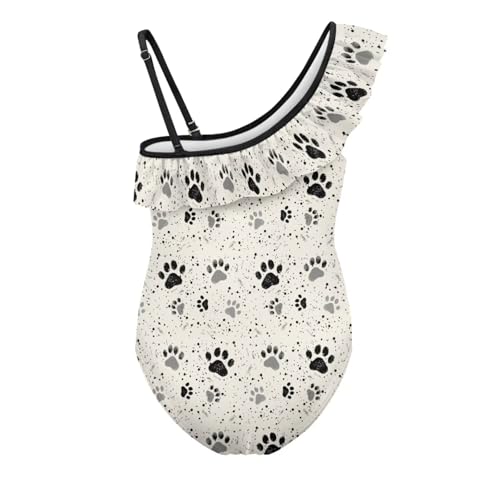 UNICEU Girls Dog Paw Print Swimsuit Ruffle One Piece Sleeveless Bathing Suit Quick Drying Breathable Swimwear for Sport2