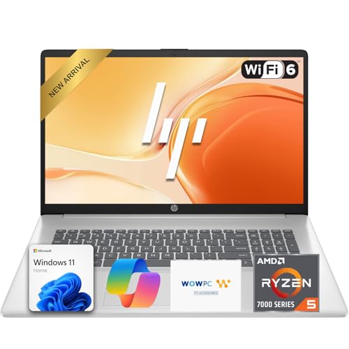 Image of HP Customized 17.3 inch AI-Ready FHD Business Laptop | 6-Core AMD Ryzen 5 Processor | 16GB DDR4 RAM | 512GB PCIe SSD | Win 11 + Copilot | Wi-Fi 6 | HDMI | Camera with Privacy Shutter & AI Noise Reduction