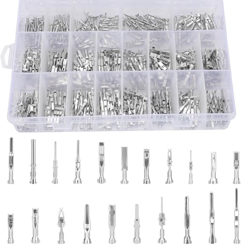Linkstyle 395PCS Connector Pins Terminal Kit, 21 Types Automotive Car Electrical Wire Terminal, 1/1.5/1.8/2.2/2.8/3.5mm Non-Insulated Plug Removal Male Female Crimp Pins Wire Pins Removal Tool kit