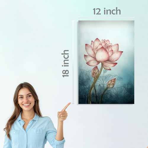 Image of SiddArtify Lotus Flower Wall Art Poster Print Set - Botanical Floral Decor for Living Room Bedroom Office - 12x18 inch Sticker Pack of 6
