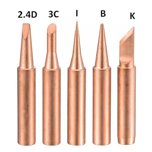 Image of Set of 5 Pcs Pure Copper Soldering Iron Bit Set with 2 Pcs. Flux RMA-223 10cc and 2 Pcs 5Gram Rosin Paste Tip Suitable For Model 936, 937, 907 900M-T (K /IS /SK /3C /I)