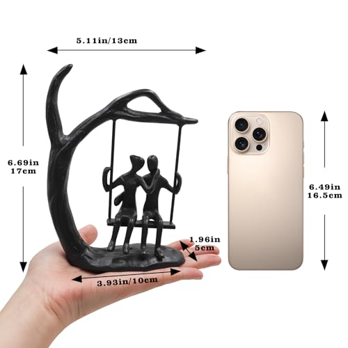 Couple Metal Sculptures Home Decor for Him or Her, Gifts for Anniversary, Romantic Office Knick Knacks as Marriage Wedding Gift, Birthday Gift for Girlfriend, Boyfriend, Wife or Husbend - Image 3