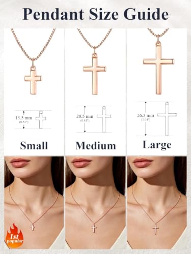 Image of U7 Cross Necklace for Women,Silver /14K Gold Plated Cross Necklace with 18-20 inch Box Chain,Tiny /Medium /Large Cross Pendant Necklace Religious Necklaces Christian Jewelry Gift for Her