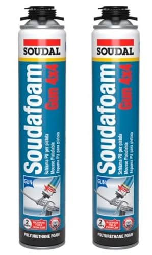 2 Botes De Soudal Espuma De Pistola 4x4 750 Ml Soudafoam