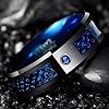 VAKKI 8mm Men's Black Celtic Dragon Tungsten Carbide Wedding Rings with Blue Carbon Fiber and CZ Inlay Size Z+6 #2