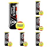 Bola de Tênis e Beach Tennis Dunlop Stage 2 Laranja Pack com 06 Tubos