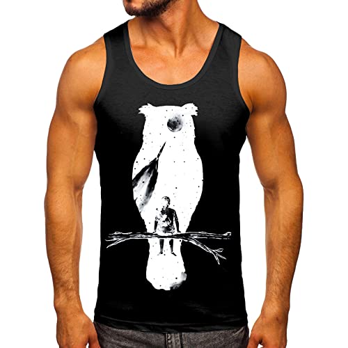 FASLOLSDP Camiseta de tirantes para hombre, informal, primavera, verano, estampado, cuello redondo, camiseta de tirantes para hombre, Negro , L Cover