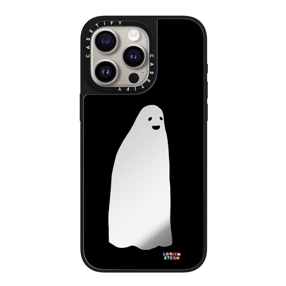 CASETiFY Mirror iPhone 15 Pro Max Case [Reflective / 4.9ft Drop Protection/Compatible with Magsafe] - Ghost Mirror - Silver On Black