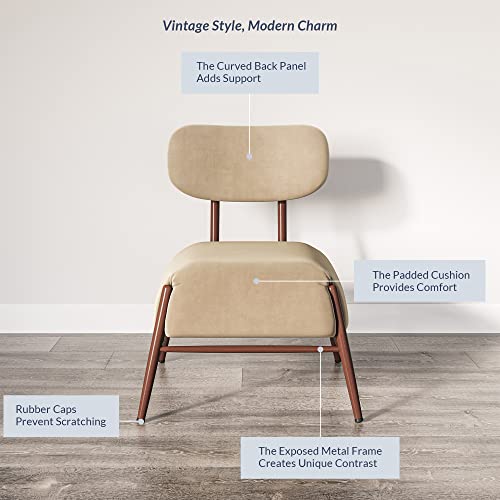 Belleze Living Room Chair, Velvet Accent Chair For Bedroom, Reading Chair With Metal Legs, Vintage Comfy Chair Corner Chair - Quinton (Beige) #TOP4