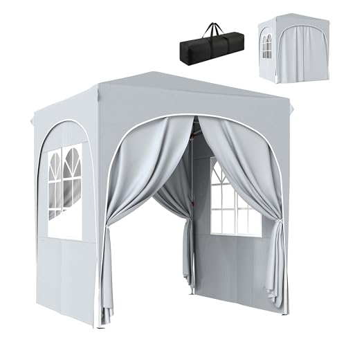 Outsunny Tonnelle de Jardin 2 x 2 m Pop up Tente Pliante réglable en Hauteur Protection UV50+ tonnelle Pliante avec 4 parois latérales Sac de Transport...