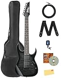 Ibanez GRG7221QA RG Gio 7-String Electric Guitar - Transparent Black Sunburst Bundle with Gig Bag, Tuner, Strap, Instrument Cable, Austin Bazaar Instructional DVD, and Polishing Cloth