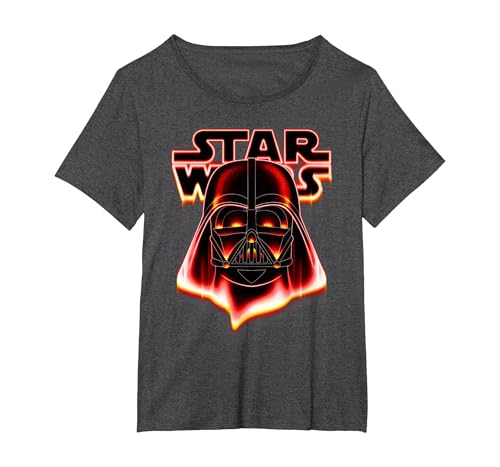 Image of Star Wars Darth Vader Red Glow Portrait T-Shirt, Women's Plus, Dark Heather Grey, 1X