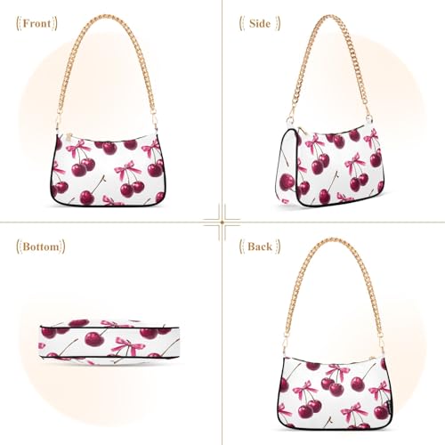 Clutch Shoulder Bags Tote Evening Purse Handbags for Women Cherry Bow Hobo Bags with Zipper Closure2
