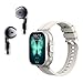 Elprico Reloj Inteligente con Auriculares, Reloj Deportivo 2 en 1 con Auriculares, Pantalla Táctil HD de 2,01 Pulgadas, Rastreador de Fitness de Llamadas para iOS, (Silver)