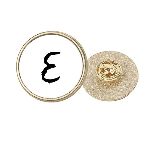 Broche Epsilon en métal rond noir à motif alphabet grec doré, le cadeau idéal pour elle