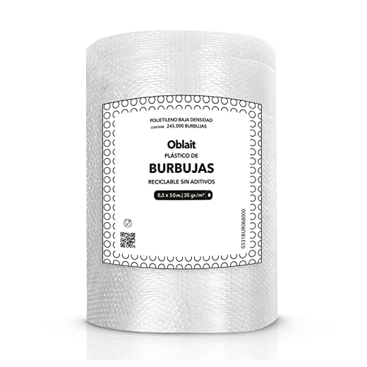 Rollo de plástico de burbujas de 50 cm de ancho y 50 metros de longitud. Papel burbuja Ideal para embalaje, mudanzas, cajas.