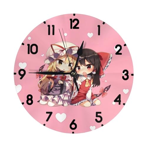 壁掛け時計 東方シリーズ 八雲紫 アニメ ゲーム 置き時計 大数字 見やすい 直径25cm 円形 音無し 連続秒針 飾り 壁掛け