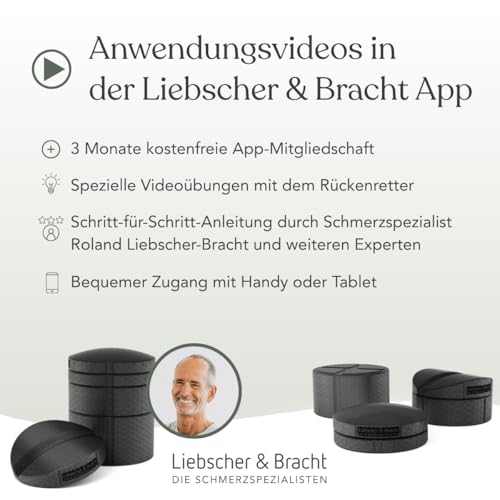 Liebscher & Bracht Original Rückenretter: Rückenstrecker, Brust- & Rückendehner mit Rille für Wirbelsäulen + Höhenregulierung, Rückentrainer Made in Germany, Übungen in der App Schwarz