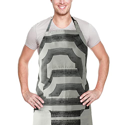 Image of HPD Half Price Drapes Aprons for Men Women with Large Pockets Adjustable Unisex PRTW-D23A-AP Mecca Printed Cotton, 27 X 34 Inch, Mecca Steel