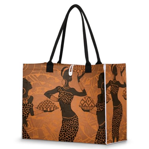 African Dancing Women Tote Bag for Women Large Beach Bag Reusable Tote Bags for Work Travel Beach Shopping