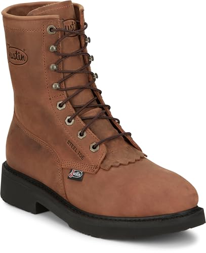 Justin Work Livestock 20.3 cm Steel Toe �����Y �C���_�X�g���A��&�R���X�g���N�V�����V���[�Y�A�v���~�A���t���O���C�����U�[�AJ-Flex�C���\�[���A����~��, �G�C�W�h�u���E��, 8.5