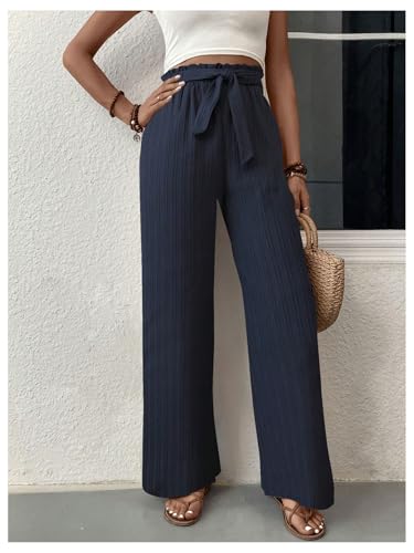 SOLY HUX Women's Wide Leg Pants High Waisted Tie Knot Office Business Casual Trousers with Pocket4