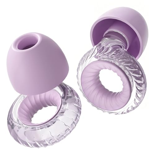 Yawsoy Concert Ear Plugs 2-Pack – High Fidelity Ear Plugs for Concerts, Music Festivals, Raves & DJs – 20dB Noise Reduction Earplugs with Hi-Fi Filters & 3-Size Silicone Ear Tips (Purple)