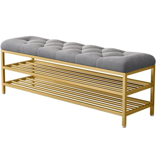 Banc à chaussures à 2 niveaux en polaire pour entrée élégante et pratique