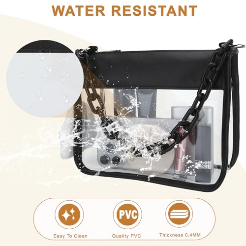 Clear Bag Stadium Approved, Small Zipper Clutch Purse Crossbody Shoulder Bag for Concerts Sports Events, with Removable Adjustable Strap for Women, Black4