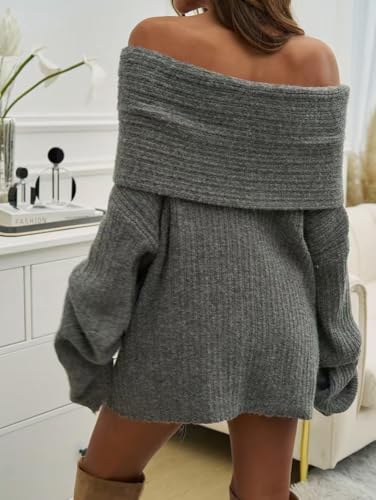 Image of Women's 2026 Trendy Fall Off Shoulder Oversized Sweaters Casual Loose Long Sleeve Slouchy Pullover Tops Y2k Clothes