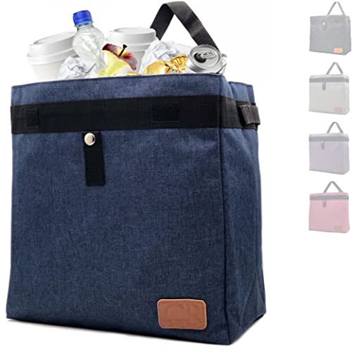 Image of Car Trash Can Hanging for Headrest, Extra Large Waterproof Auto Garbage Bag Organizer, Collapsible Vehicle Waste Bin (Navy Blue)