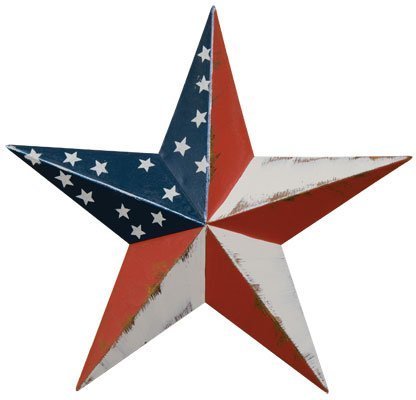 Home Collection Dimensional Steel Metal Barn Star, 12-inch, Distressed Americana Flag Finish