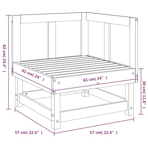 Sofá esquinero para jardín modular de madera de pino para muebles de terraza y juego de balcón 4