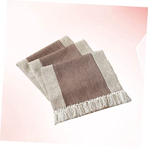 Nappe de table coton et lin lavable avec chemin de table a pompon - 8