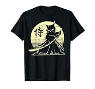 Cat design. Samurai Ninja Cat tee for women, men, teens, kids boys and girls. Perfect birthday, Christmas present, for cat lovers, kawaii lovers, Japanese theme costume party, manga, anime, kawaii cats, kitten ninja lovers, samurai lovers. Awesome Ka...
