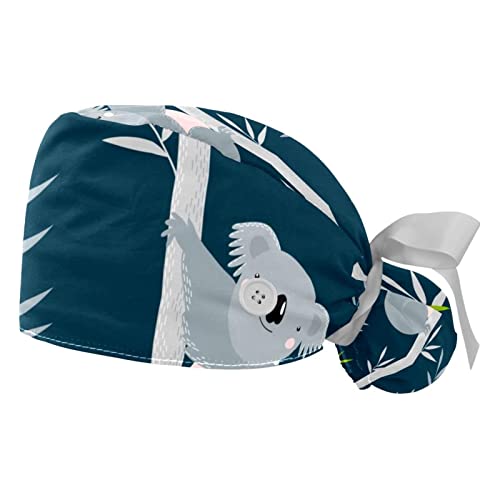 Chapeaux bouffants Koalas JDEZ : lot de 2 casquettes de travail ajustables mixtes