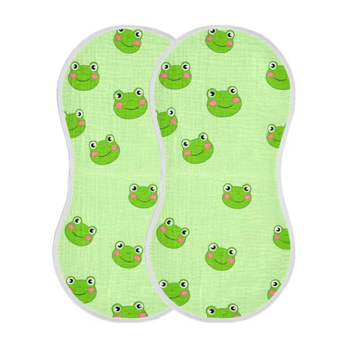 MCHIVER Cartoon Frog Head Pale Baby Burp Cloths Cotton Washcloths Super Soft Absorbent Burping Rags for Baby Girl Boys Burpy Cloth Bib 2 Pack2