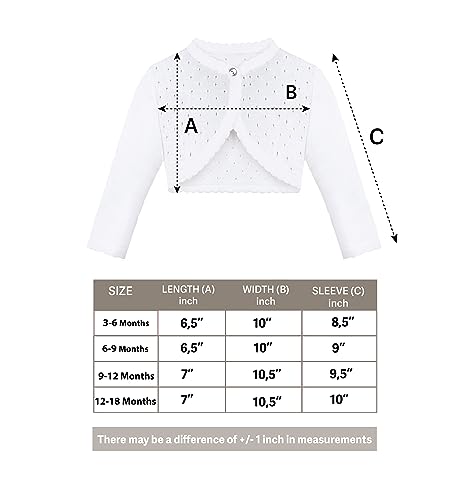 Lilax Baby Girls' Knit Long Sleeve One Button Closure Bolero Shrug 3-6 Months White #TOP7
