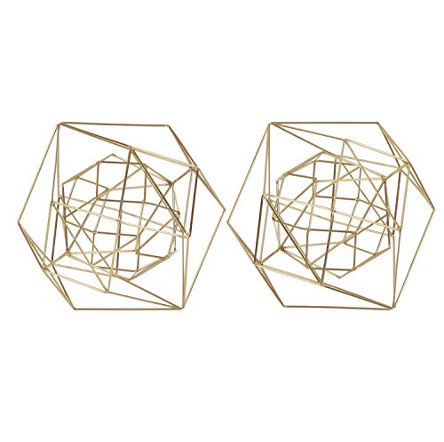 Cosmoliving By Cosmopolitan Modern Metal Geometric Sculpture, 8" X 9" X 8", Gold #TOP4