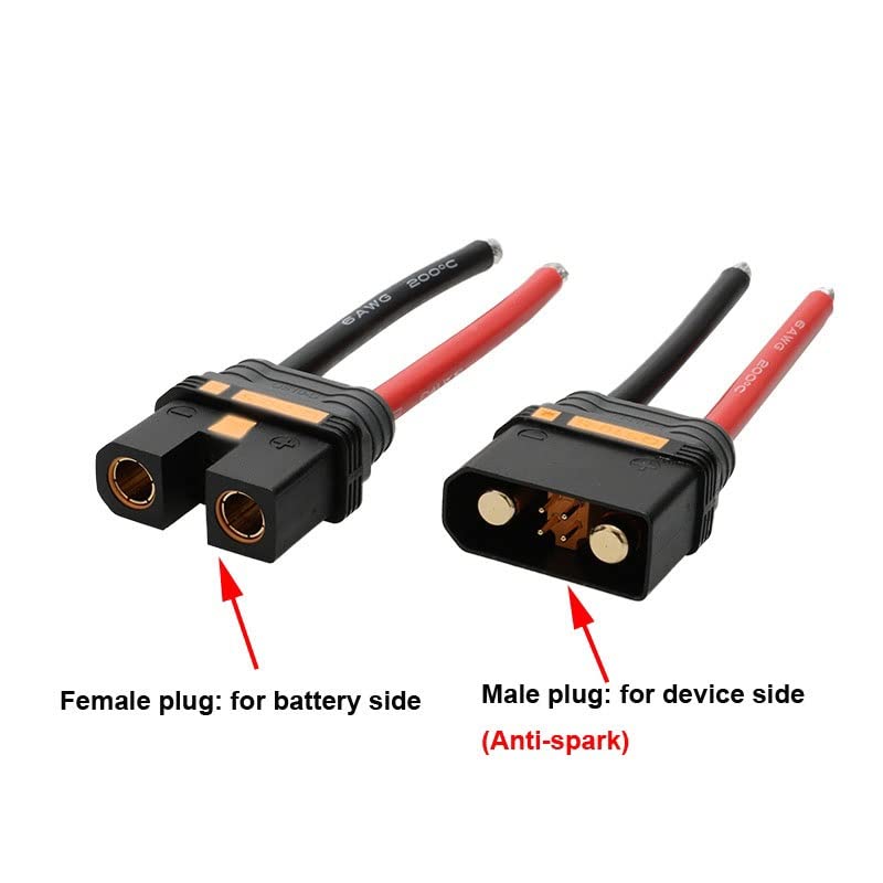GreeSafety Accesorios para Drones 1 par for Dron de Agricultura RC e-Bike QS10-S Enchufe de Cable Adaptador de Conector de batería Macho Hembra con Cable de Silicona 6AWG 100mm