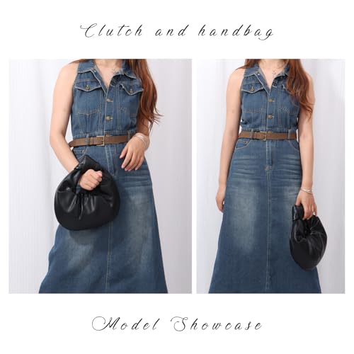 Image of Fecialy Women's Ruched Clutch Purse PU Leather Hobo Handbag Knot Formal Evening Bag Pleated Bag