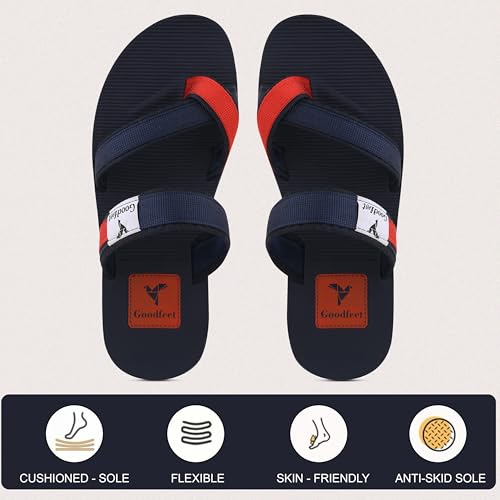 Image of Men's Slippers | Stylish & Comfortable Flip-Flop Slippers for Men | PU Material | Slip Resistant | Durable & Lightweight One Toe Slipper for Man | Chappal for Daily Use (GF-6001)