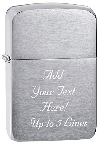 Zippo Lighter - Personalized Custom Message Engrave Brushed Chrome 1941 Replica Style Windproof Zippo Lighter #1941