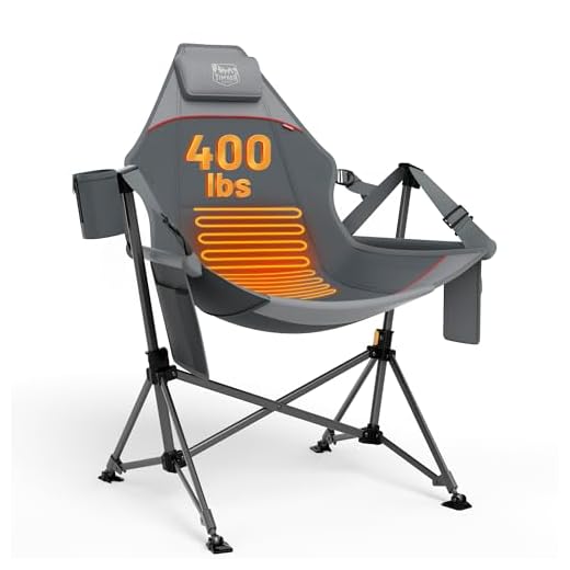 Best lawn chair for back pain TIMBER RIDGE Heated Hammock Camping Chair, Oversized Swinging Hammock Chair with Adjustable Back and Seat, Rocking Camping Chair for Outdoor Lawn, Sports, Supports 400lbs (Power Bank not Included)